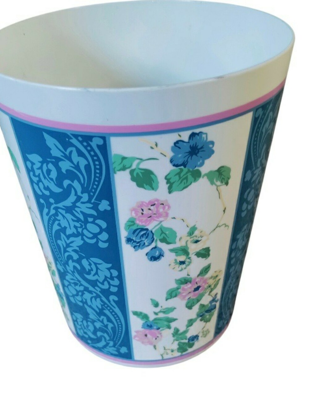 Vintage Cottagecore Trash Can plastic Floral Wastebasket